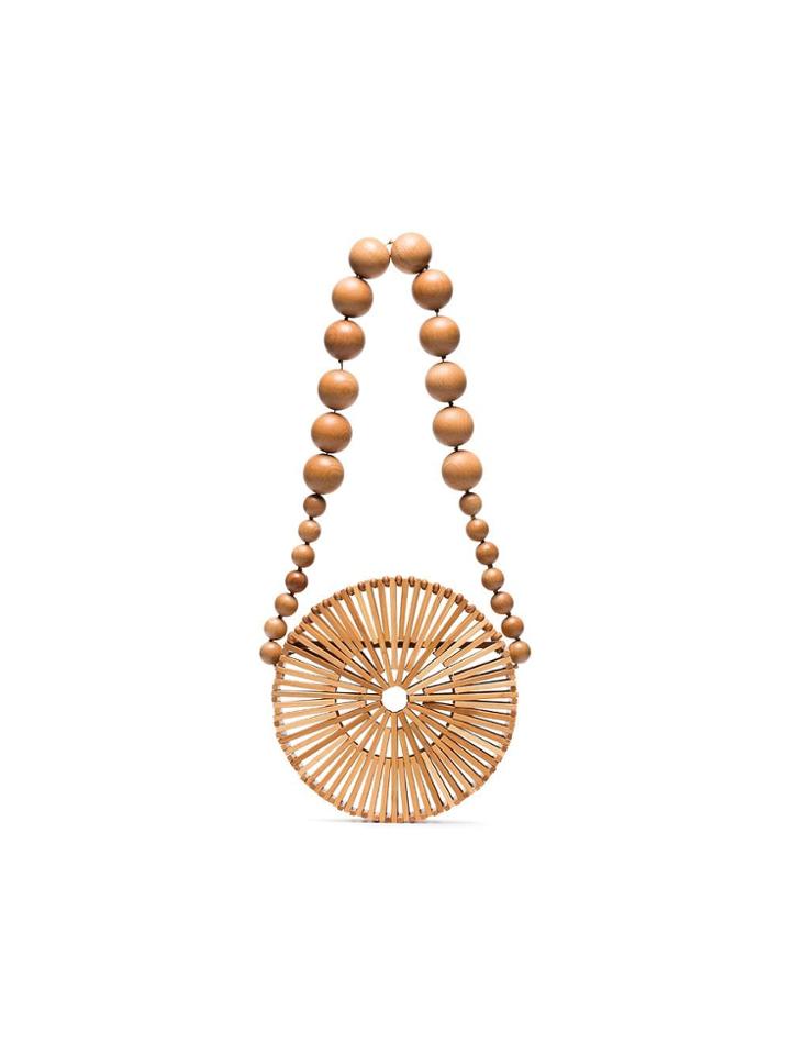 Cult Gaia Brown Luna Bamboo Shoulder Bag