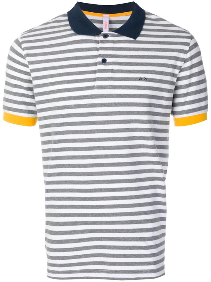 Sun 68 Striped Polo Shirt - White