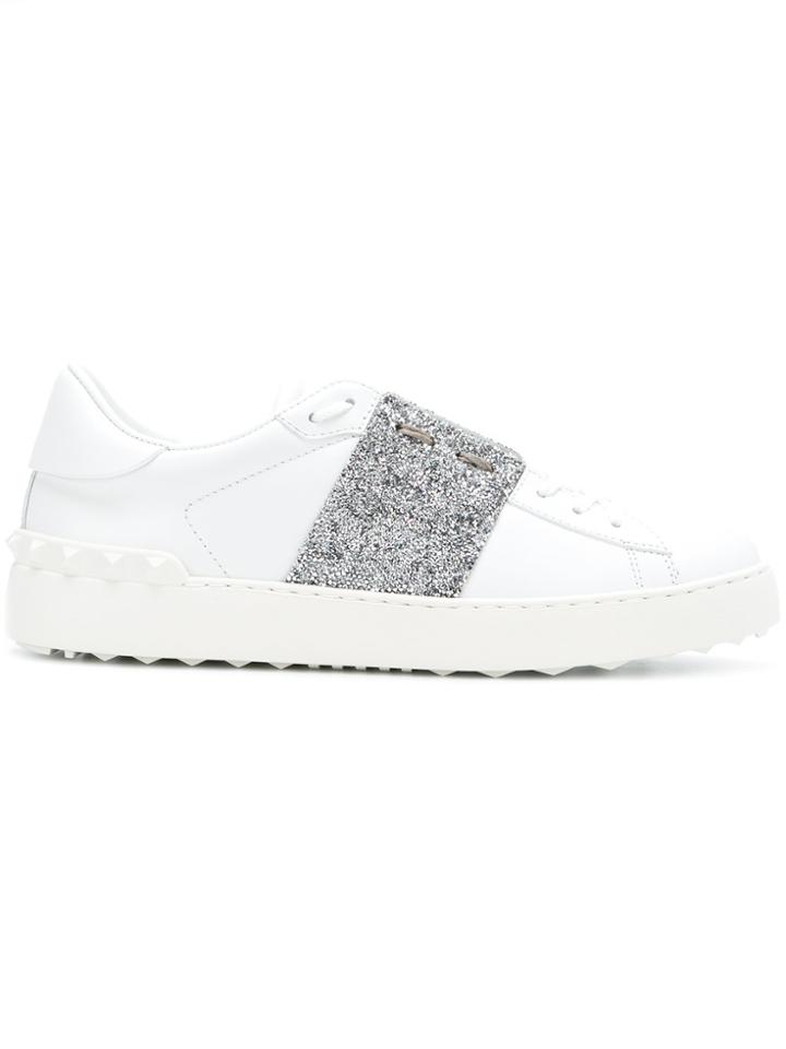 Valentino Glitter Detail Open Sneakers - White