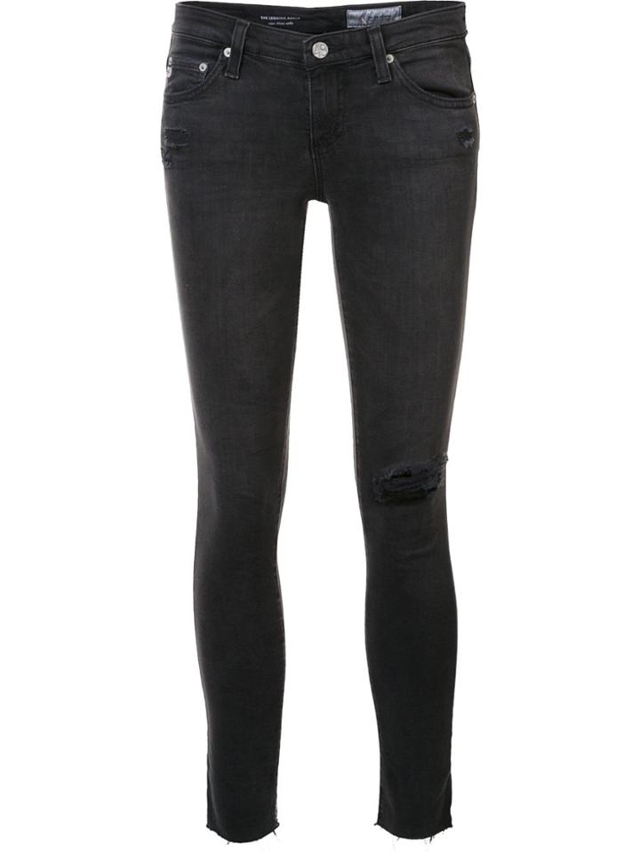 Ag Jeans Destroyed Detailing Cropped Jeans - Grey