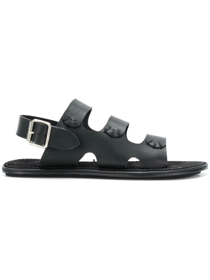 Ann Demeulemeester Triple-strap Flat Sandals - Black