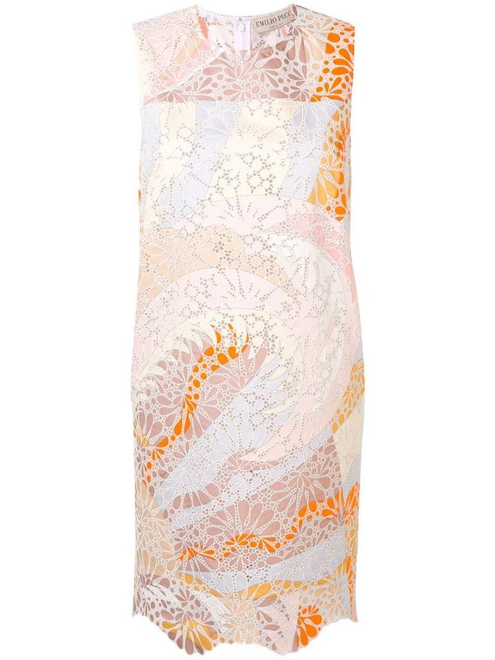 Emilio Pucci Sangallo Embroidered Acapulco Print Dress - Neutrals