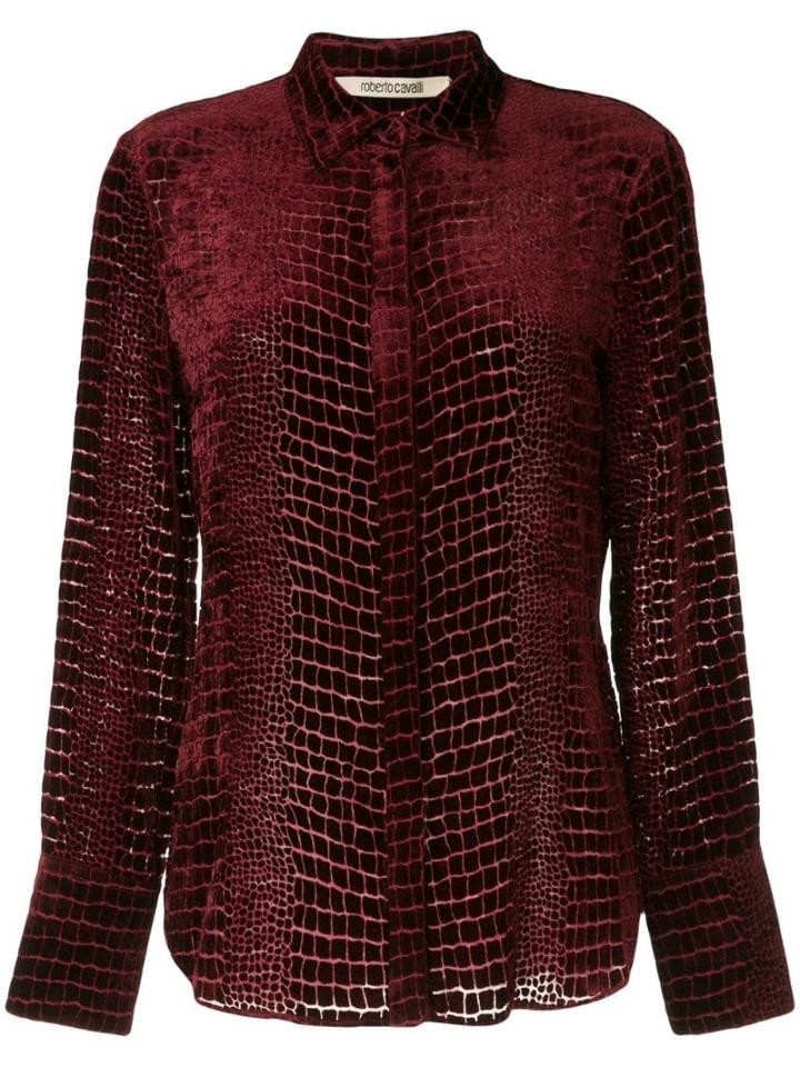 Roberto Cavalli Snakeskin Effect Shirt - Red