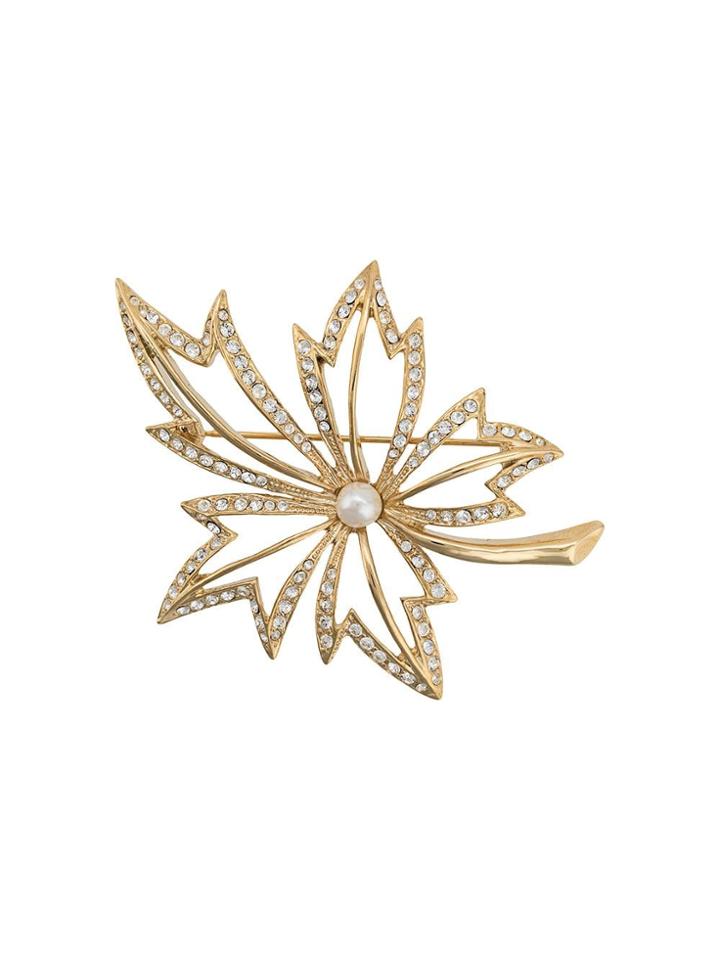Susan Caplan Vintage 1980s Napier Leaf Brooch - Gold