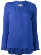 Michael Michael Kors Band Collar Blouse, Women's, Size: Xl, Blue, Silk