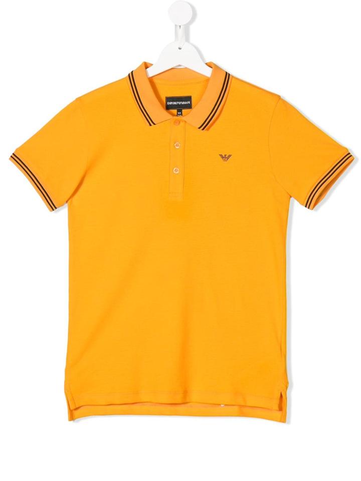 Emporio Armani Kids Teen Striped Trim Polo Shirt - Yellow & Orange
