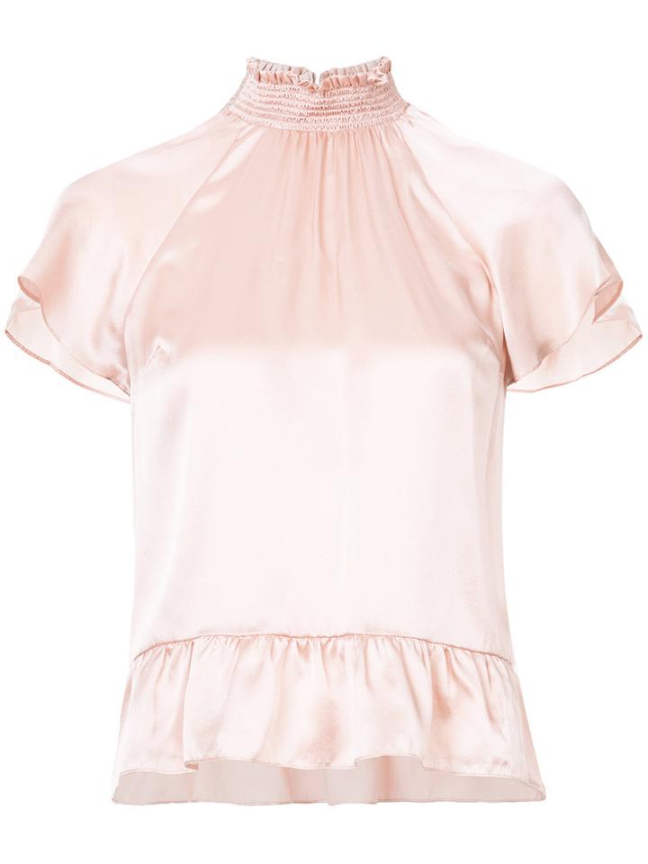 Rachel Zoe - Peplum Hem Blouse - Women - Silk - 6, Pink/purple, Silk