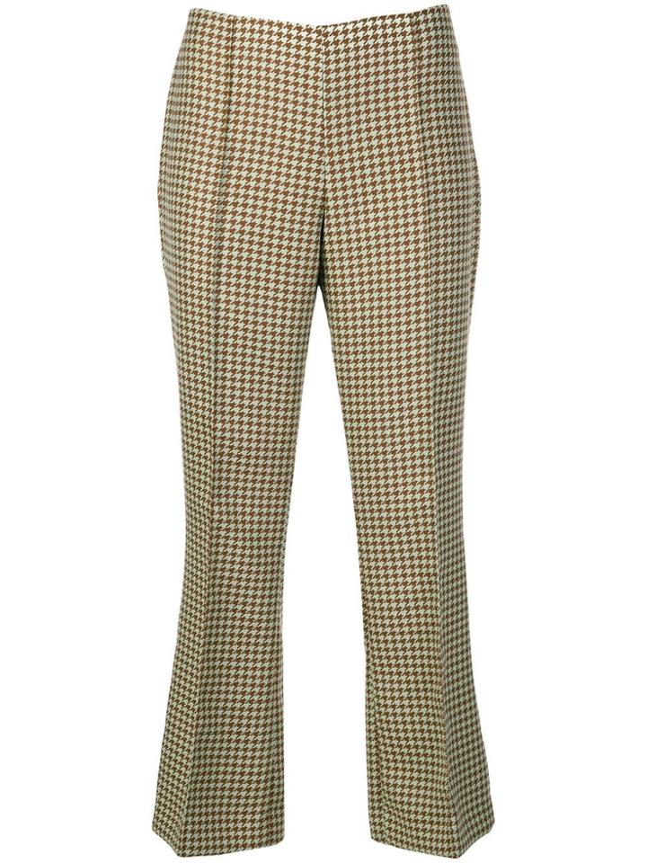 Erika Cavallini Houndstooth Pattern Cropped Trousers - Nude & Neutrals