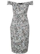 Black Halo Printed Off-the-shoulder Dress