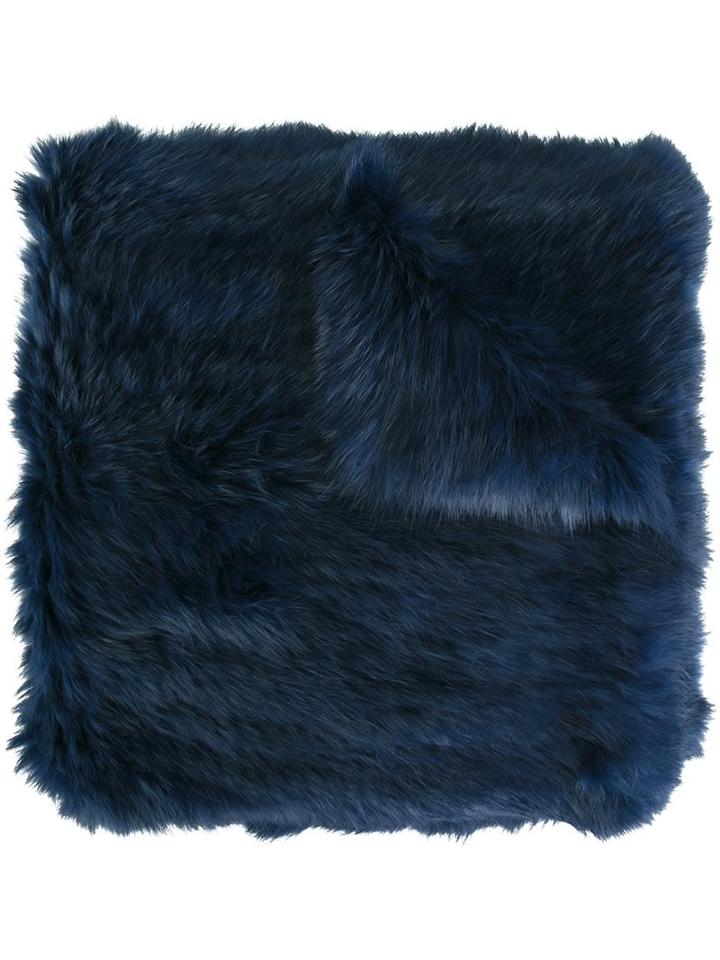 Yves Salomon Pocket Scarf, Women's, Blue, Rabbit Fur