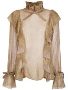 Adriana Degreas - Ruffled Top - Women - Silk/cotton - P, Beige, Silk/cotton