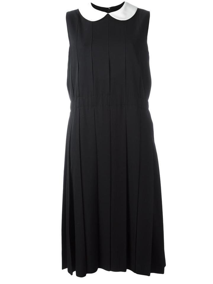 Comme Des Garçons Comme Des Garçons Peter Pan Collar Pleated Dress, Women's, Size: Xs, Black, Cupro/wool/silk