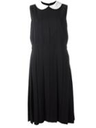 Comme Des Garçons Comme Des Garçons Peter Pan Collar Pleated Dress, Women's, Size: Xs, Black, Cupro/wool/silk