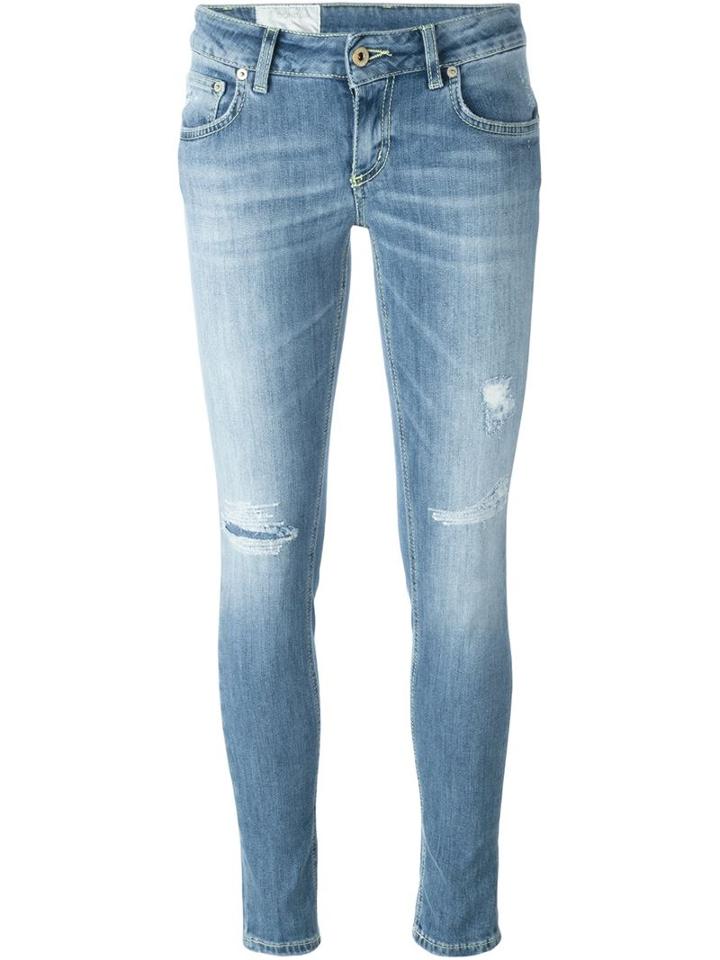 Dondup Distressed Skinny Jeans, Women's, Size: 26, Blue, Cotton/spandex/elastane/polyester