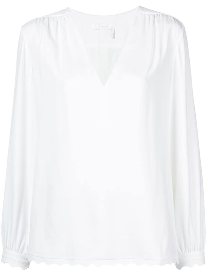 Chloé Scalloped Edges Blose - White