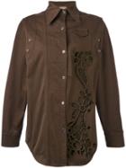 No21 - Cutout Shacket - Women - Cotton/polyester/spandex/elastane/viscose - 42, Brown, Cotton/polyester/spandex/elastane/viscose