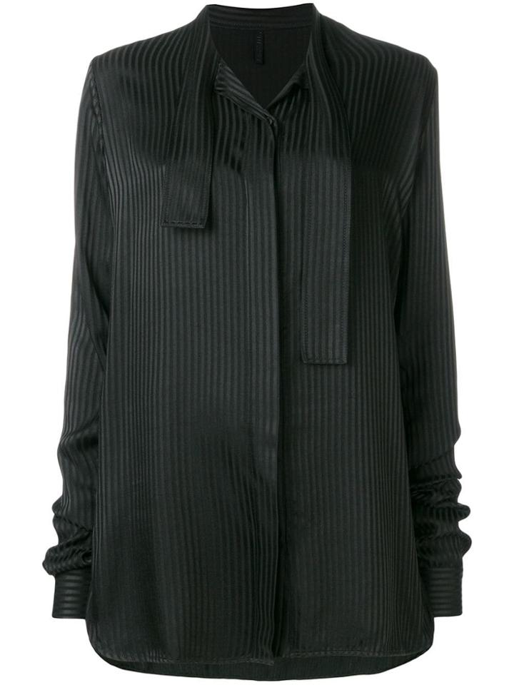 Unravel Project Striped Tie Neck Blouse - Black