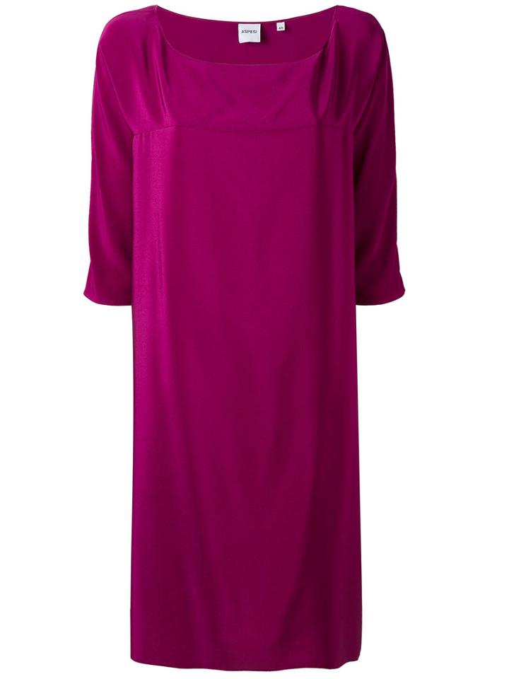 Aspesi - Short-sleeved Dress - Women - Silk - 44, Pink/purple, Silk