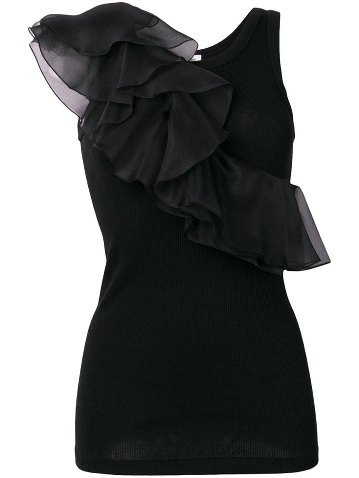 Brognano Ruffle Detail Tank Top - Black