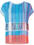 Ports 1961 Woven T-shirt, Women's, Size: 42, Blue, Viscose/acrylic/polyamide/polyester