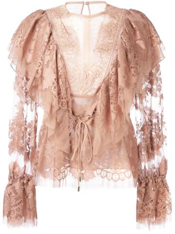 Lanvin Billow Sleeve Lace Blouse