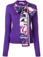 Emilio Pucci Scarf-detailed Sweater - Pink & Purple