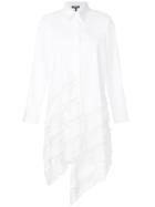 Jil Sander Navy Long Asymmetric Stripe Shirt - White