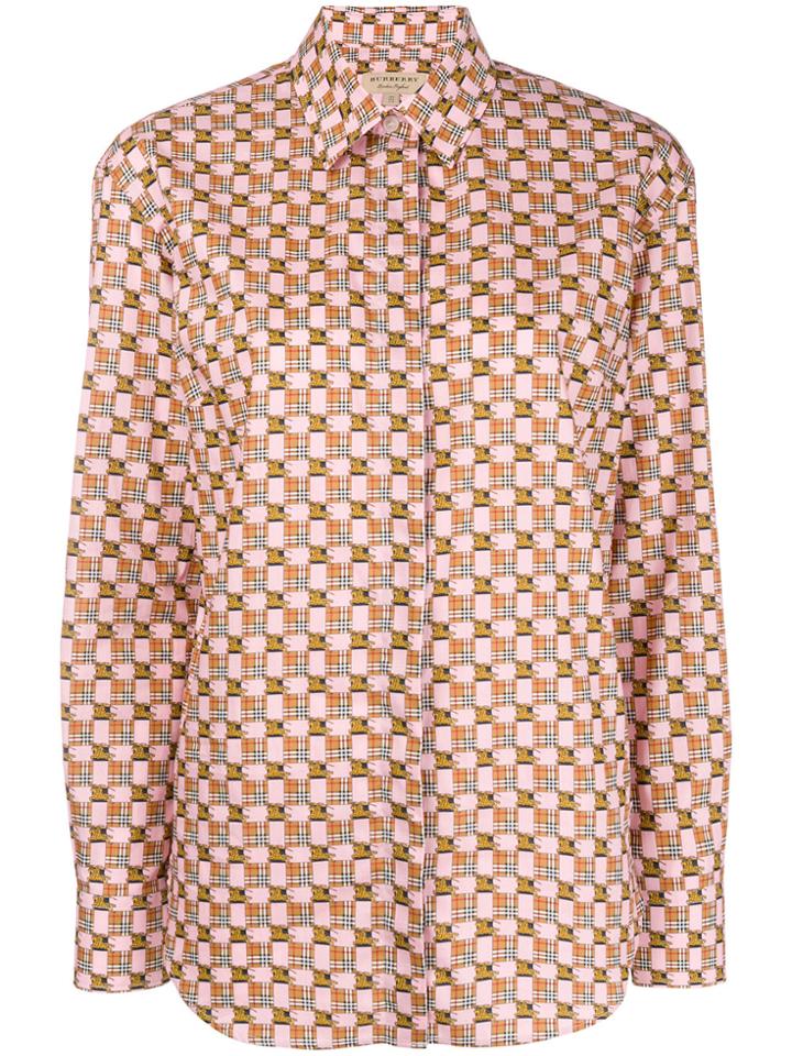Burberry Printed Button Down Shirt - Pink & Purple