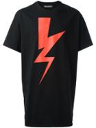 Neil Barrett Lightning Bolt Print T-shirt, Men's, Size: Xxs, Black, Cotton