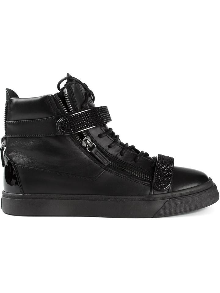 Giuseppe Zanotti Design Coby Hi-top Sneakers, Men's, Size: 43.5, Black, Leather/rubber