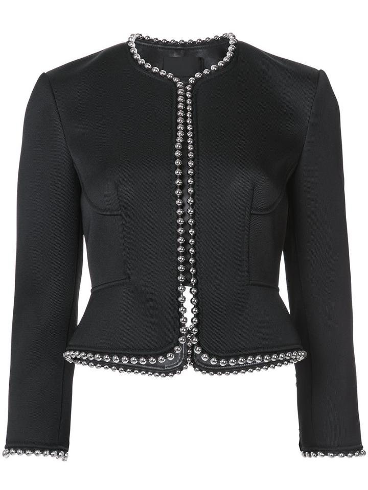 Alexander Wang - Studded Trim Jacket - Women - Leather/polyester/viscose - 4, Black, Leather/polyester/viscose