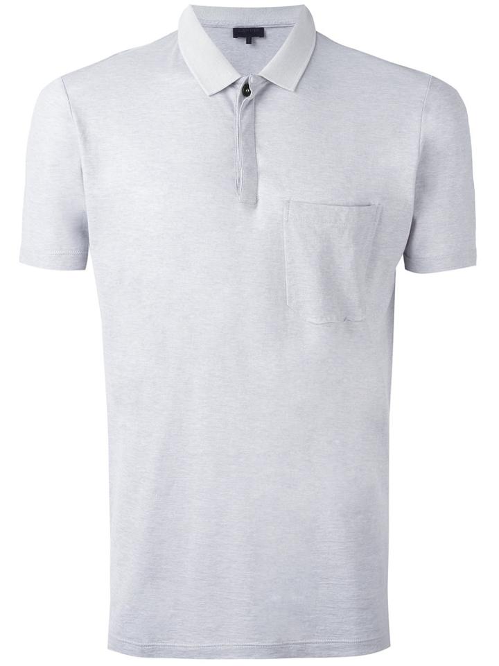 Lanvin Slim Pocket Polo Shirt, Men's, Size: Medium, Grey, Cotton/cashmere
