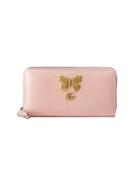 Gucci Leather Zip Around Wallet With Butterfly - Pink & Purple