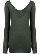 Prada Vintage Scoop V-neck Jumper - Green