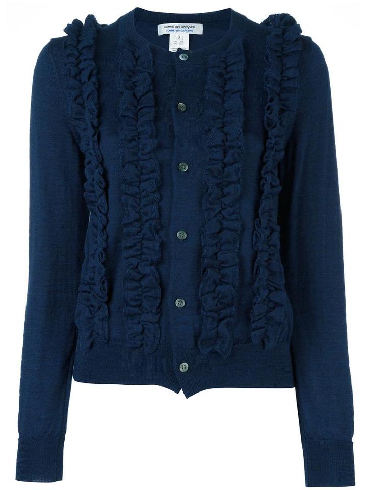 Comme Des Garçons Comme Des Garçons Ruffled Cardigan, Women's, Size: Large, Blue, Wool