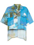 Natasha Zinko Hawaiian Print Dip Hem Shirt - Blue