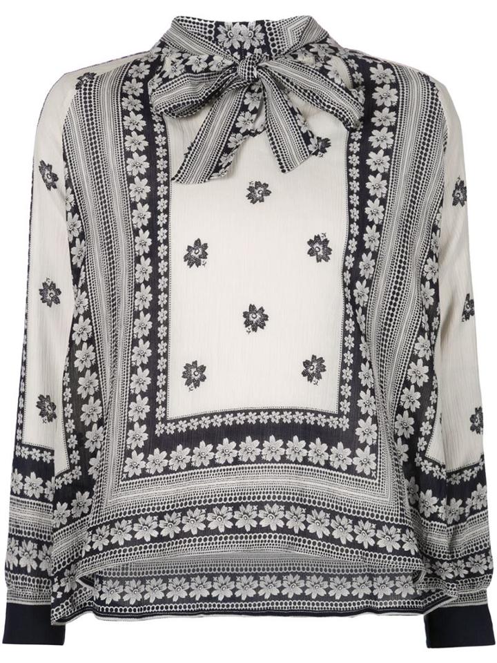Sea Tie-neck Printed Blouse
