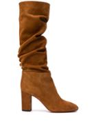Santoni Ruched Suede Boots - Brown