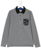 Armani Junior - Teen Long-sleeved Polo Shirt - Kids - Cotton - 14 Yrs, Grey