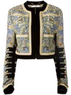 Givenchy Printed Cropped Jacket, Women's, Size: 36, Black, Silk/viscose/wool