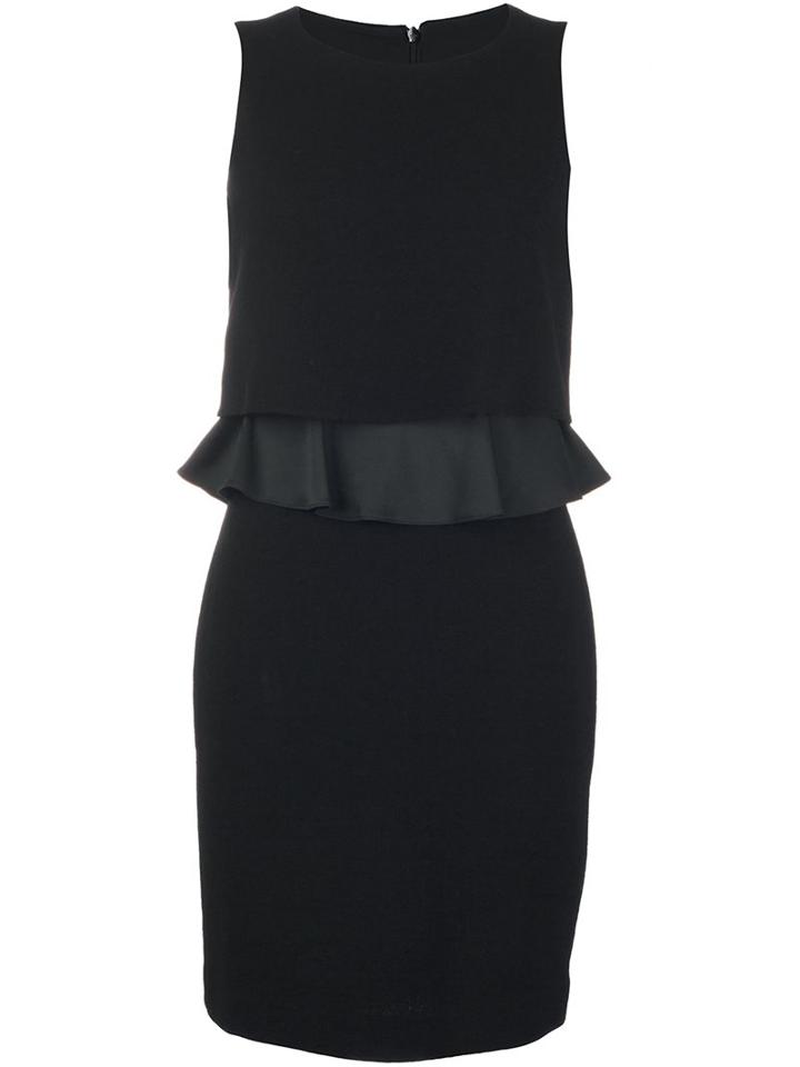 Armani Collezioni Ruffle Detail Dress, Women's, Size: 44, Black, Polyester/spandex/elastane/wool