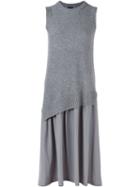 Joseph Asymmetric Drop Waist Dress, Women's, Size: Xl, Grey, Silk/cashmere/wool