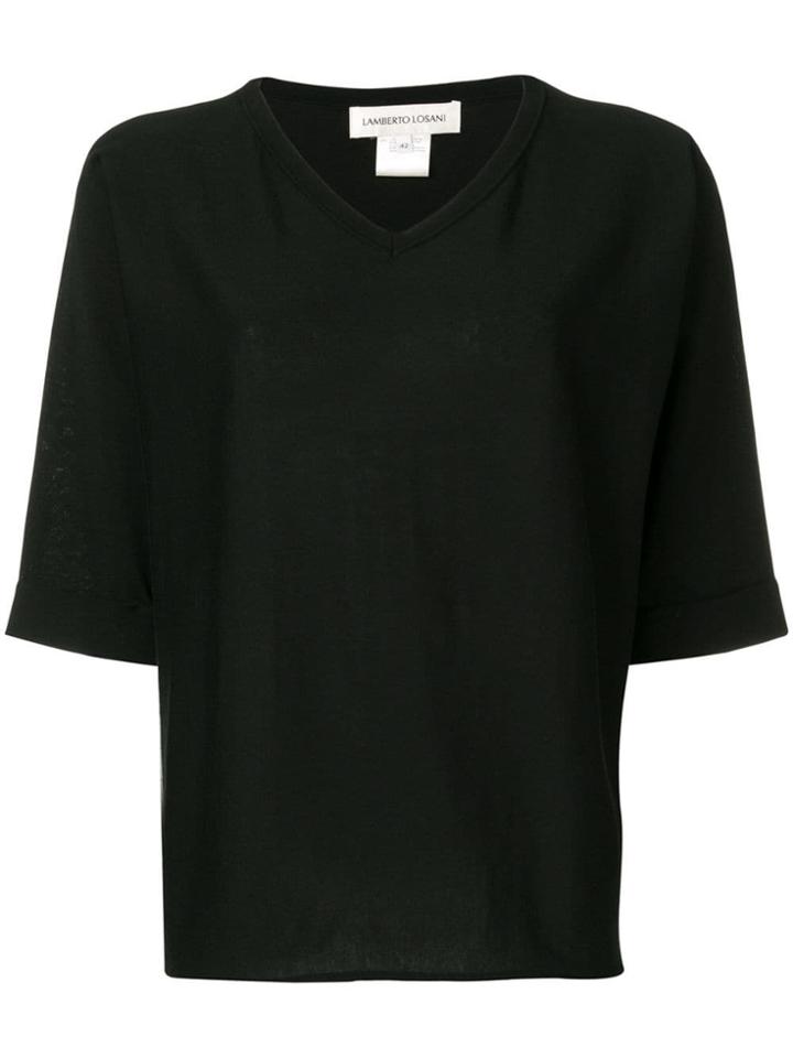 Lamberto Losani Short-sleeve Flared Sweater - Black
