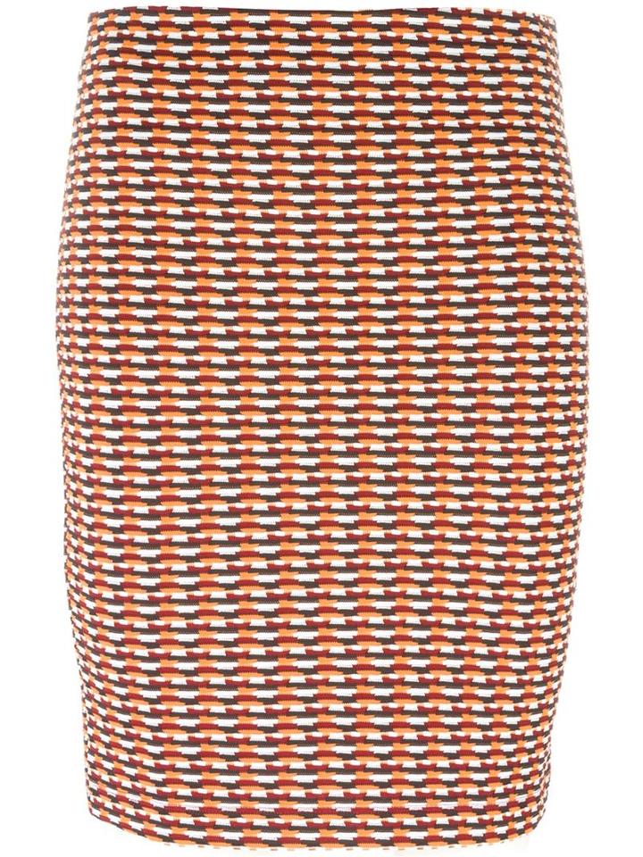 Opening Ceremony Patterned Fitted Skirt, Women's, Size: Small, Orange, Polyester/spandex/elastane