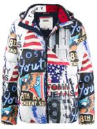 Tommy Jeans Mix Print Puffer Coat - Blue