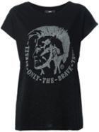 Diesel Logo Print T-shirt, Women's, Size: Xs, Black, Cotton