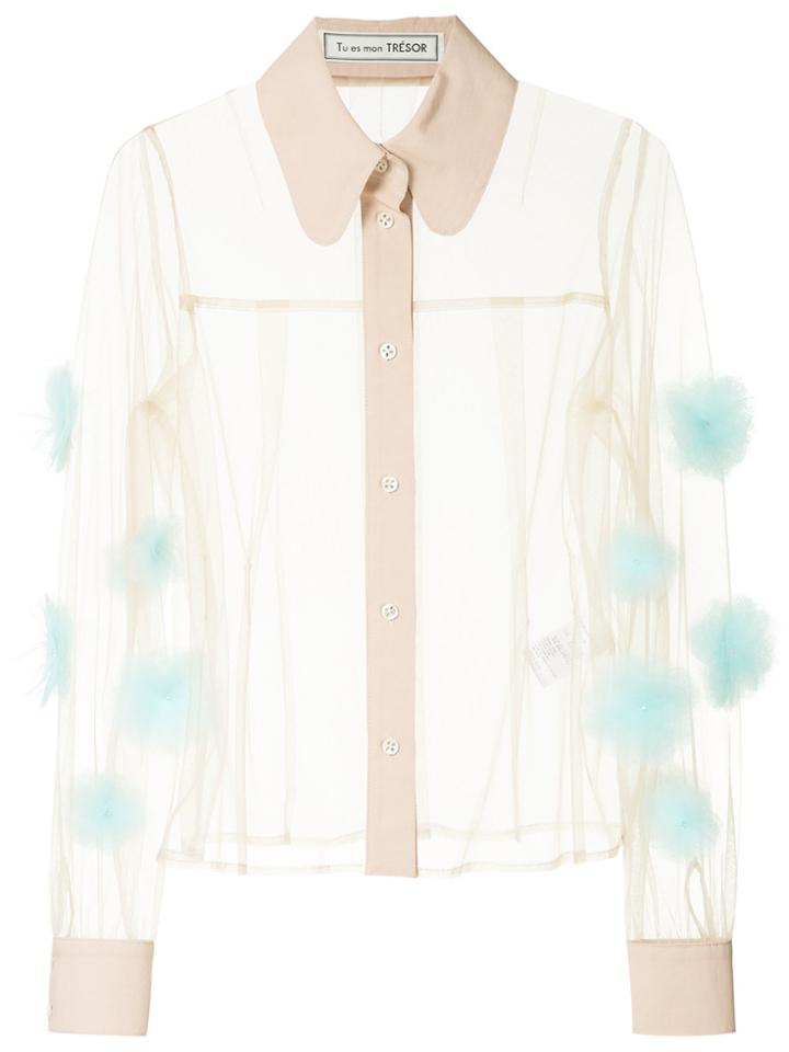 Tu Es Mon Trésor Tulle Flower Shirt - Nude & Neutrals
