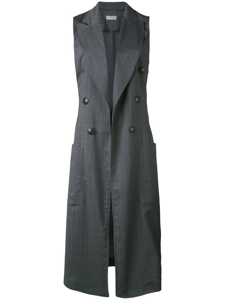 Alberto Biani - Sleeveless Fitted Coat - Women - Spandex/elastane/virgin Wool - 44, Grey, Spandex/elastane/virgin Wool