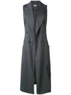 Alberto Biani - Sleeveless Fitted Coat - Women - Spandex/elastane/virgin Wool - 44, Grey, Spandex/elastane/virgin Wool