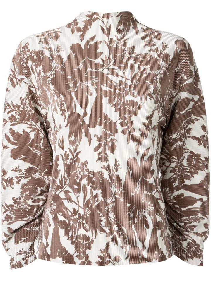 Goen.j Floral Print Long Sleeve Blouse - White